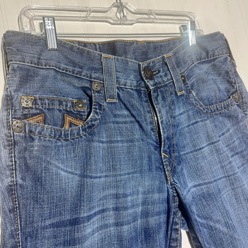 True Religion Bootcut Jeans Brown Stitching Denim USA Made Size 33 - Picture 3 of 5